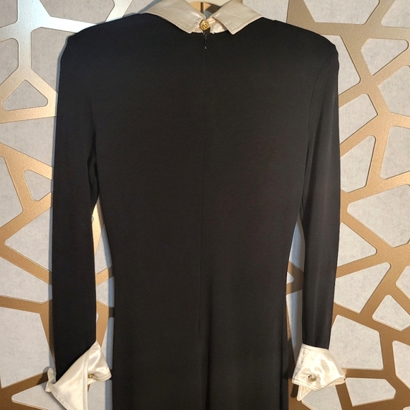 VINTAGE PATRICIA FORGEAL Mesh Sweater Dress with Satin Collar & Cuff - Picture 10 of 16